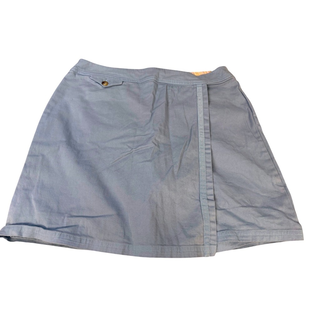 Duck Head Womens Blue Wrap Front Skort Size 14 Cotton Spandex Preppy Mini Skirt